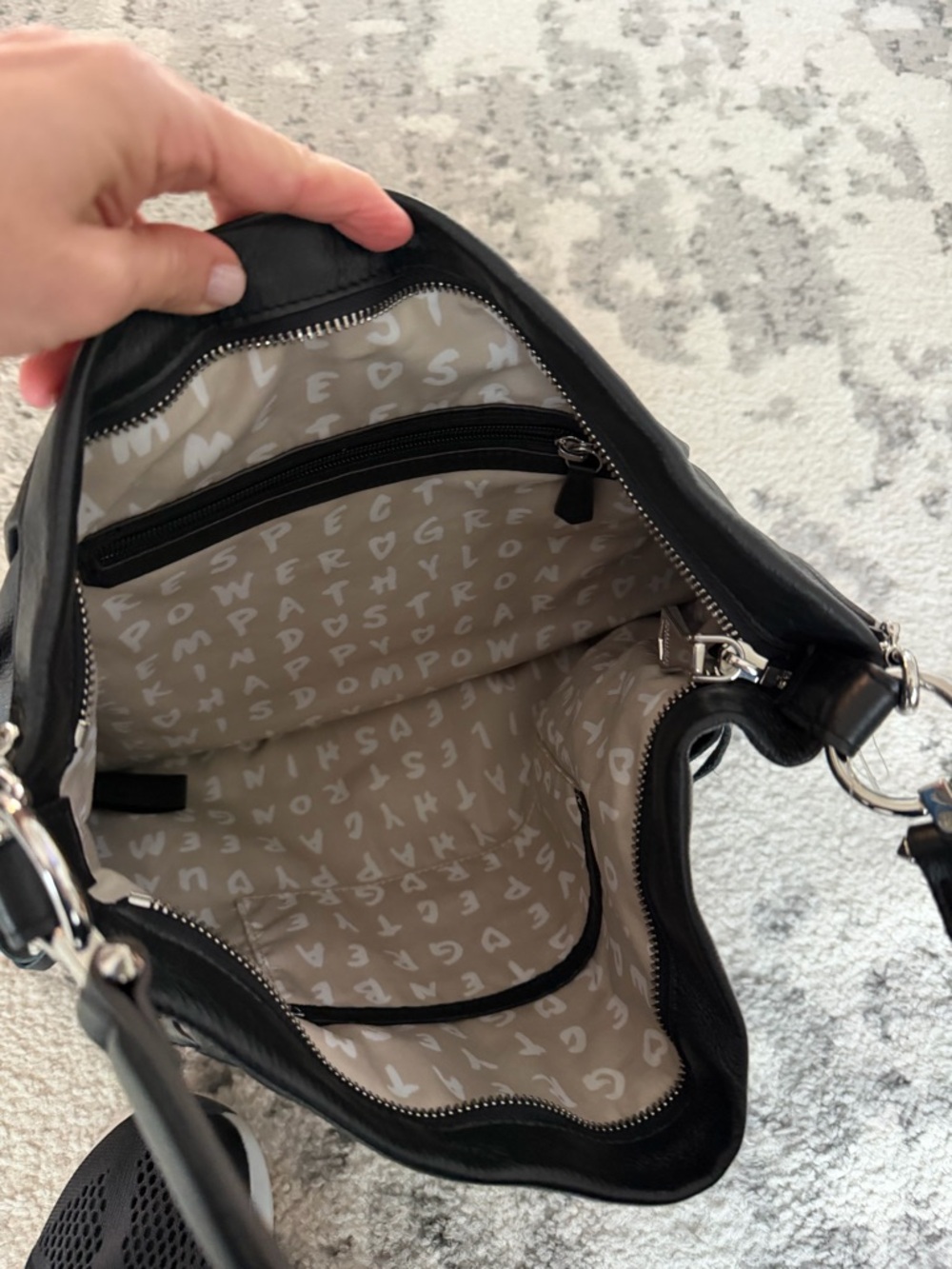 Aimee Kestenberg Black Leather Braided-Trim Shoulder Bag - Picture 7 of 7